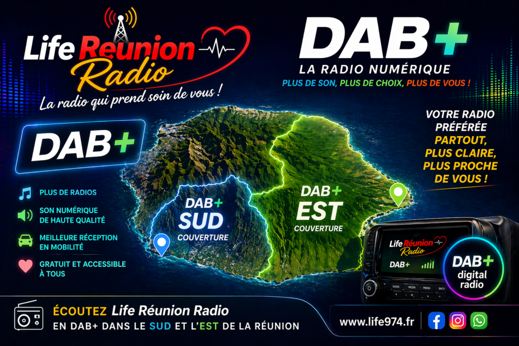 écoutez Life Réunion Radio en DAB+ dans le sud et l'est de la Réunion
